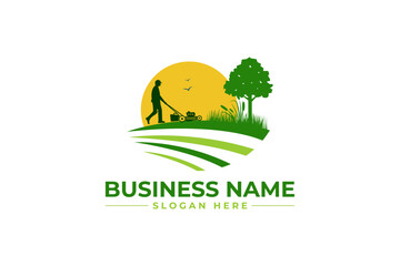 lawn care, grass trimming, landscape, grass, agriculture concept logo design