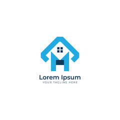 M letter roof, home, house shape logo