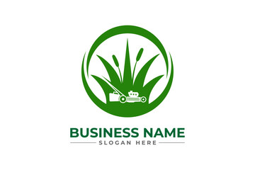 lawn care, grass trimming, landscape, grass, agriculture concept logo design