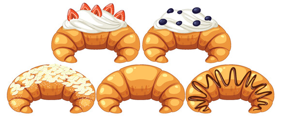 Different delicious croissants collection