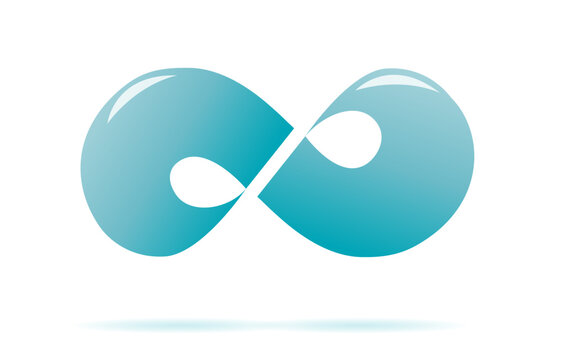 Infinite water. Water purification and recycling.Concept of saving and conserving water against drought. Vector logo