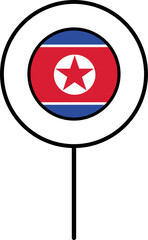 North Korea flag circle pin icon.
