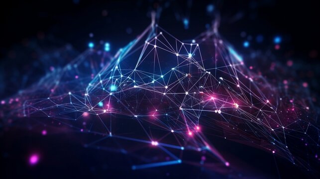web3 technology representing the polygon network and showing transactions being decoded. generative AI 