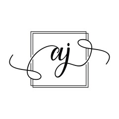 AJ Initial handwriting minimalist logo Design