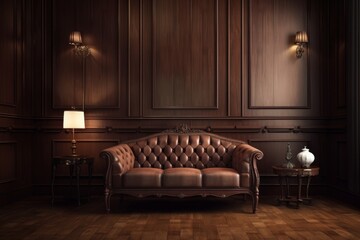 Fototapeta premium Modern dark home interior background, generative AI