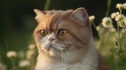 Cute, Exotic Short Hair Cat. A Portrait of Grace and Adventure.