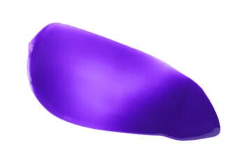 Purple paint sample on white background, top view