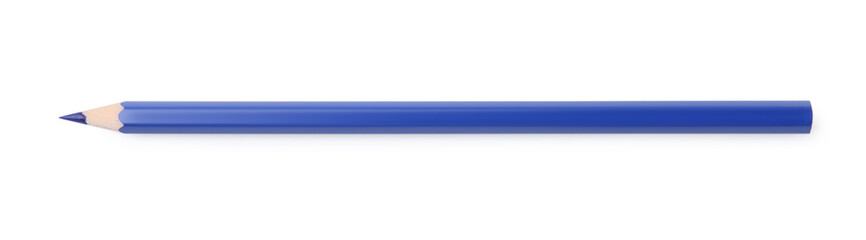New blue wooden pencil isolated on white