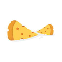 Cheese flat icon. Set of cheese parts and slices isolated on a white background. Cheese slice stock vector illustration. 