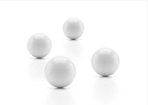 White sphere with shadow on white background. 3d render