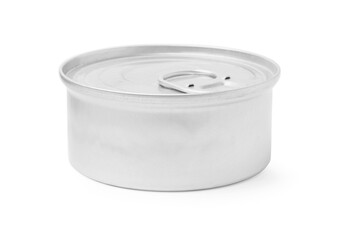 One closed tin can isolated on white