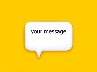 Simple classic speech bubble. 3D template with medium volume and shadow. Vector mockup