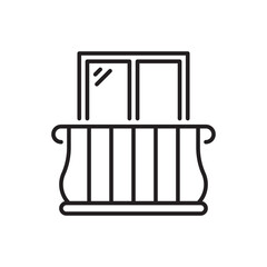 Balcony line icon on white. Editable stroke