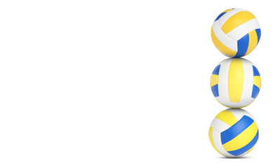 Stack of volleyball balls on white background. Space for text