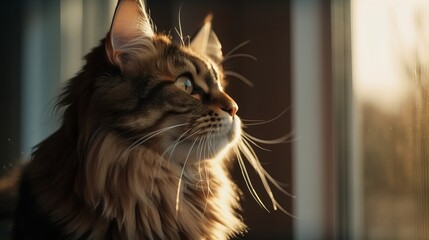 Beautiful Maine Coon Cat. A Portrait of Grace and Adventure.