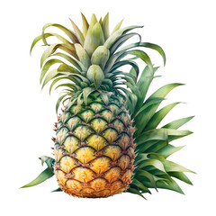watercolor pineapple isolated on transparent, Generative AI