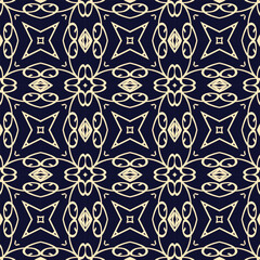 Abstract simple geometric vector seamless pattern with gold line texture on dark background 