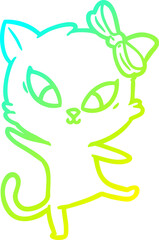 cold gradient line drawing cartoon cat