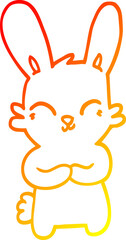 warm gradient line drawing cute cartoon rabbit