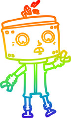 rainbow gradient line drawing cartoon robot