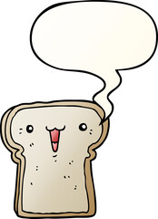 cute cartoon drawing and speech bubble in smooth gradient style