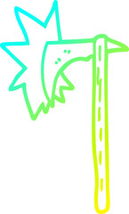 cold gradient line drawing cartoon viking axe