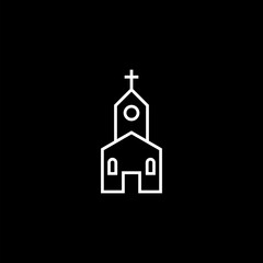 Church line icon. Symbol, logo illustration isolated on black background