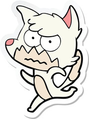 sticker of a cartoon annoyed fox