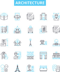 Architecture vector line icons set. Structure, Design, Facade, Building, Planning, Form, Space illustration outline concept symbols and signs