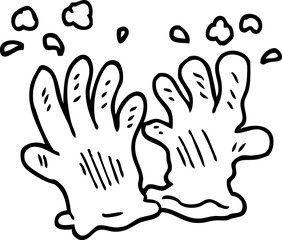 Fototapeta na wymiar line drawing cartoon sterile gloves