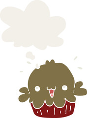 cute cartoon pie and thought bubble in retro style