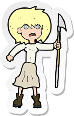 sticker of a cartoon woman with harpoon