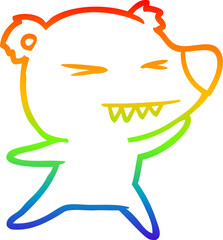 Obraz premium rainbow gradient line drawing angry polar bear cartoon
