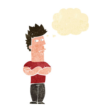 recommend clip art: cartoon man sulking with thought bubble