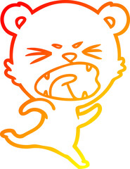 warm gradient line drawing angry cartoon bear