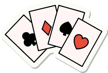 tattoo style sticker of a run of cards
