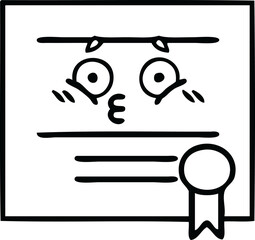 line drawing cartoon graduation diploma