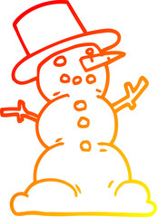 warm gradient line drawing cartoon traditional snowman