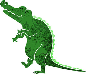 quirky retro illustration style cartoon crocodile