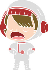 flat color style cartoon talking astronaut