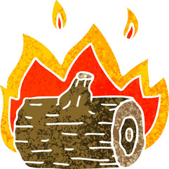 quirky retro illustration style cartoon campfire