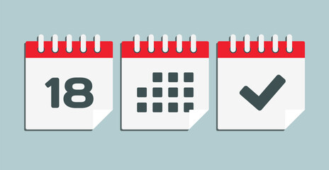 Vector icon page calendar - 18 day, agenda, done