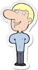 sticker of a cartoon happy man