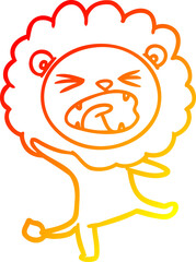 warm gradient line drawing cartoon lion