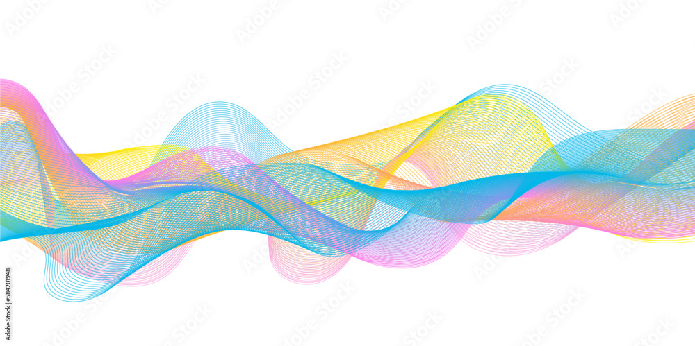 Wall mural abstract colorful blend wave lines on transparent background. modern colorful flowing wave lines and
