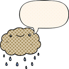 cartoon cloud and speech bubble in comic book style