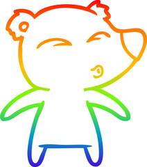 rainbow gradient line drawing cartoon whistling bear