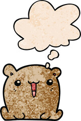 cute cartoon bear and thought bubble in grunge texture pattern style