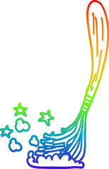 rainbow gradient line drawing cartoon magic broom