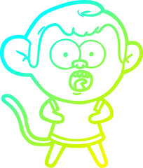 cold gradient line drawing cartoon shocked monkey